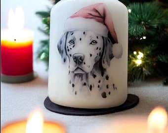 Dalmatian Christmas Dog Candle, Unscented Home Decor