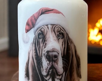 Bassett Hound Christmas Dog Candle, Unscented Home Decor