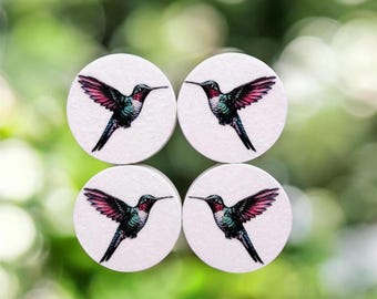 Handmade decoupage pine Hummingbird knobs, handles, wardrobe drawers, furniture