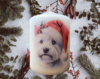 West Highland Terrier WestieChristmas Dog Candle, Unscented Home Decor