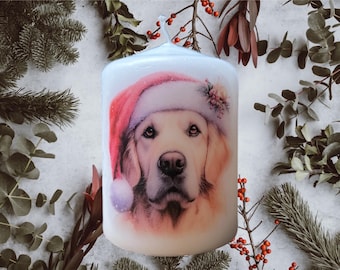 Golden Retriever Christmas Dog Candle, Unscented Home Decor