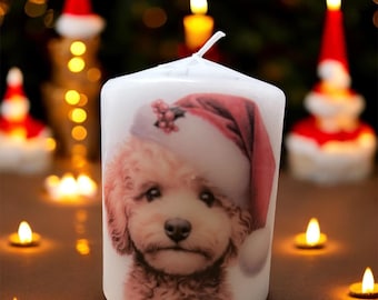 Cavapoo Cockapoo Christmas Dog Candle, Unscented Home Decor