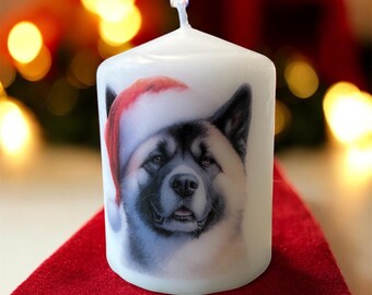 Akita Christmas Dog Candle, Unscented Home Decor