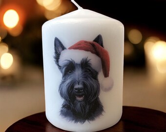 Scottish Terrier Christmas Dog Candle, Unscented Home Decor