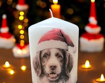 Spaniel Christmas Dog Candle, Unscented Home Decor