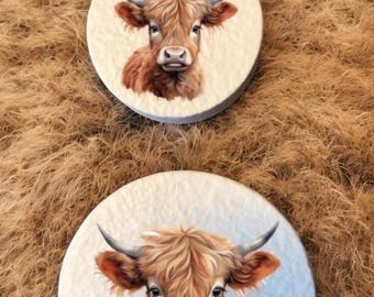 Handmade decoupage pine Highland cow knobs, handles, wardrobe drawers, furniture