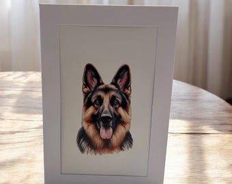 German Shepherd Dog Portrait Card: 6x4 Framed Keepsake Greeting (Many Designs)