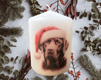 Chocolate Labrador Christmas Dog Candle, Unscented Home Decor