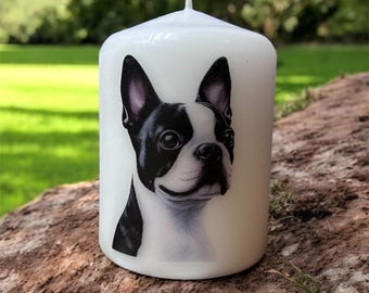 Boston Terrier Dog Candle, Unscented Home Decor