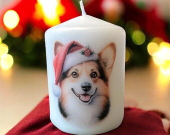 Corgi Christmas Dog Candle, Unscented Home Decor