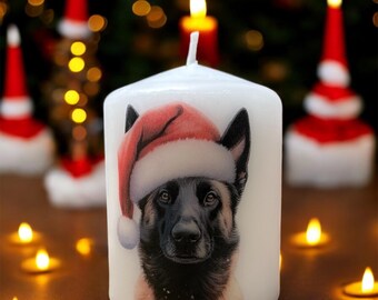 Belgian Malinois Christmas Dog Candle, Unscented Home Decor