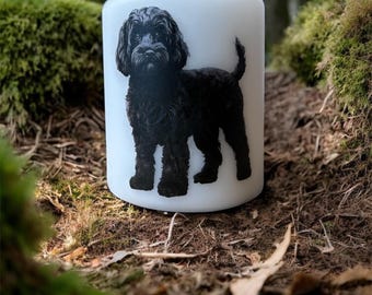 Black Labradoodle Dog Candle, Unscented Home Decor
