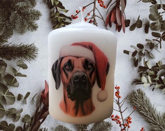 Rhodesian Ridgeback Christmas Dog Candle, Unscented Home Decor