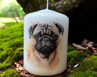 Pug Dog Candle, Unscented Home Decor