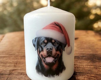 Rottweiler Christmas Dog Candle, Unscented Home Decor