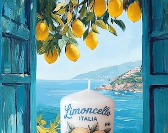 Mediterranean Amalfi Italian Lemon limoncello Candle, Decorative Home Decor