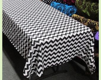 90 X 132 inches Gray White Chevron Cotton Rectangle Tablecloth 58 X 108 90 X 120