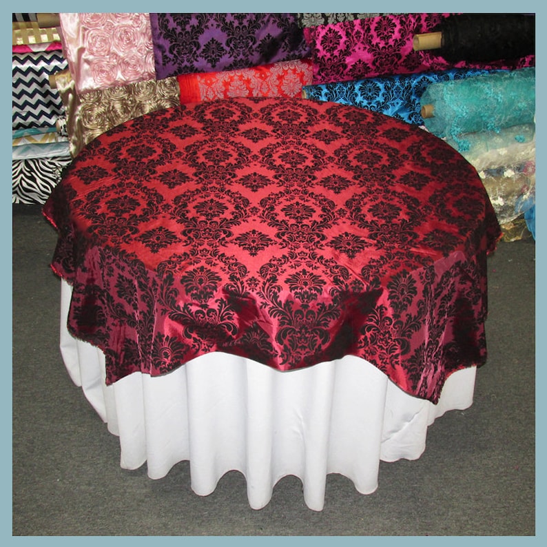 BURGUNDY Satin Table Overlay 58/"X58/" Square Tablecloth Cover Wedding Decoration