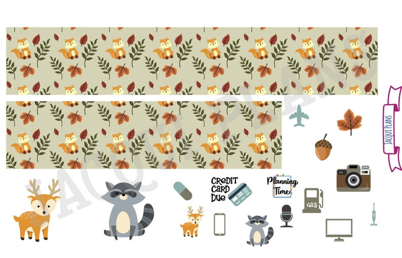 Autumn Animal Friend Planner Sticker Kit for the Standard Vertical or any Planner or Agenda Recollections Happy Planner Plum Paper BuJo