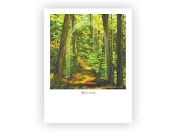 Forest Path Card | Archival Quality Print of Original Oil Painting on 7&quot;x5&quot; Blank Art Card with Artist&#39;s Write-up on Back | with Envelope