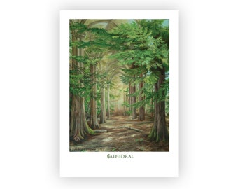 Cathedral Art Card | Archival Quality Print of Original Oil Painting on 7&quot; x 5&quot; Blank Art Card with Artist Write-up on Back | with Envelope