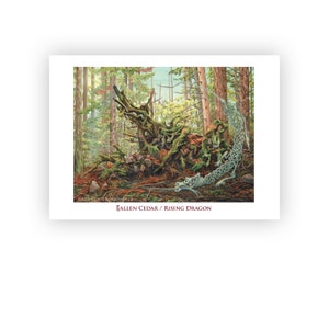 Dragon de cèdre | Impression de qualité archive de la peinture à l'huile originale sur une carte vierge de 5 x 7 po avec inscription de l'artiste au dos | avec enveloppe