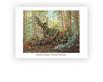Cedar Dragon Card | Archival Quality Print of Original Oil Painting on 5&quot; x 7&quot; Blank Art Card with Artist&#39;s Write-up on Back | with Envelope