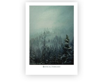 Mystical Misty Mountains Card | High Quality Print of Original Oil Painting on 7&quot;x5&quot; Blank Art Card | Artist&#39;s Write-up on Back | Envelope