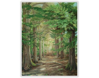 Cathedral Cedar Grove | Print of Original Oil Painting | Archival Quality Giclée | Canadian Artist | British Columbia Forest Art | Mystical