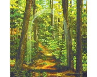 WelCome | Print of Original Oil Painting | Archival Quality Giclée Print | Canadian Artist | British Columbia Forest Art | Mystical