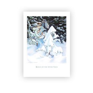 Danza del Bosque de los Siete Velos / Impresión de alta calidad de pintura al óleo original en tarjeta de arte en blanco de 7"x5" / Descripción del artista en el reverso / Sobre
