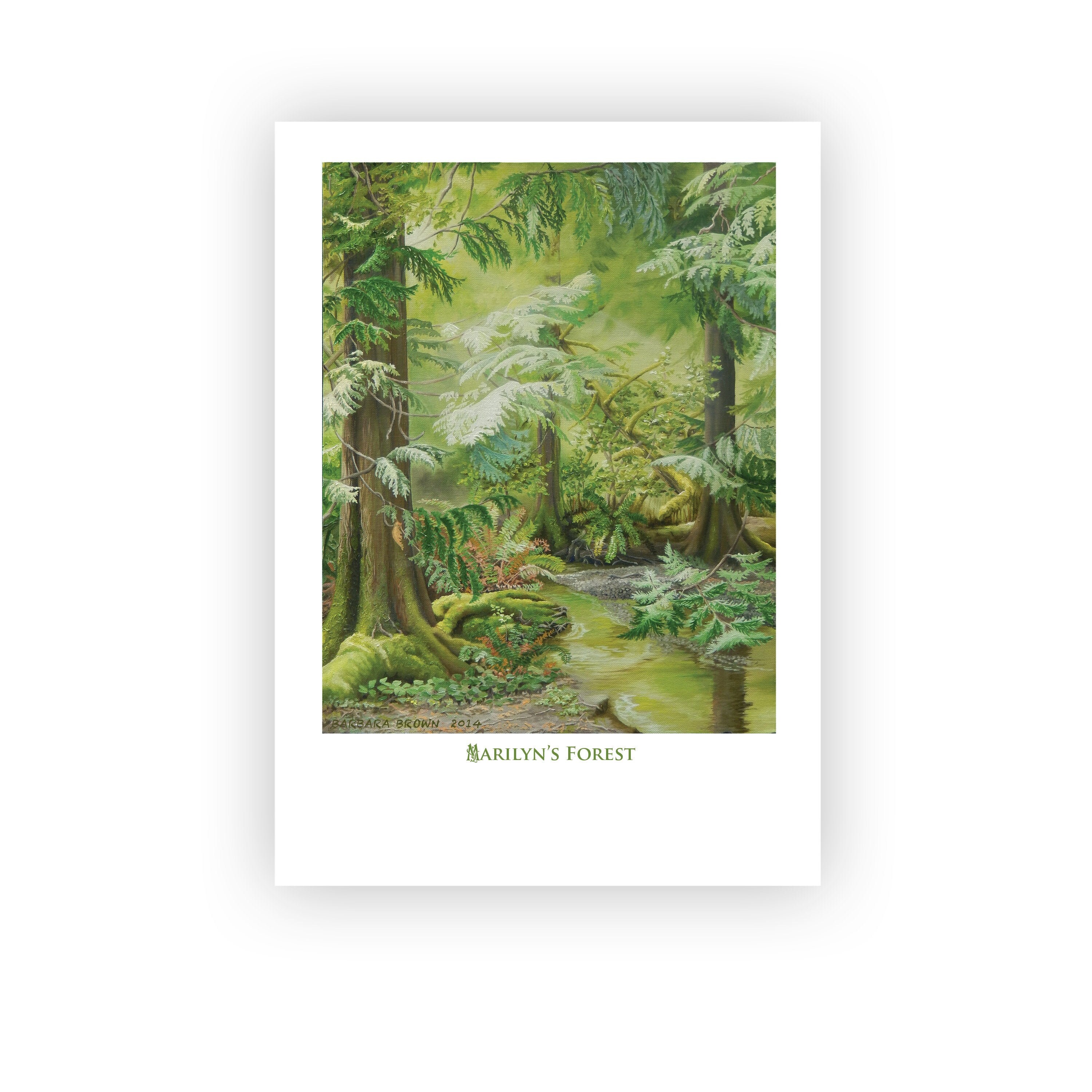 Marilyn's Forest Card | Archival Quality Print of Original Oil Painting on 7"x5" Blank Art Card with Artist Write-up on Back | with Envelope