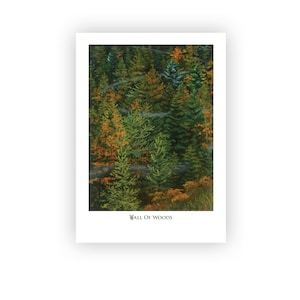 Cartão Wall of Woods | Impressão de qualidade de arquivo de pintura a óleo original em cartão de arte em branco de 18 cm x 12 cm com descrição do artista no verso | com envelope