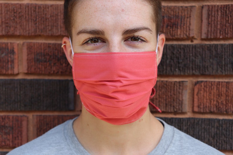 Face Mask // Pleated Face Mask With Elastic Head Strap and Adjustable