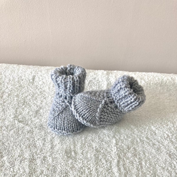 Chaussons pour bébé tricotés main en acrylique de la naissance à 3 mois