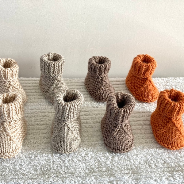 Chaussons bébé tricotés main en acrylique pour bébé de la naissance à 3 mois