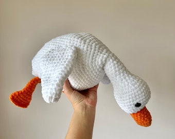 Hand crocheted large goose plush toy