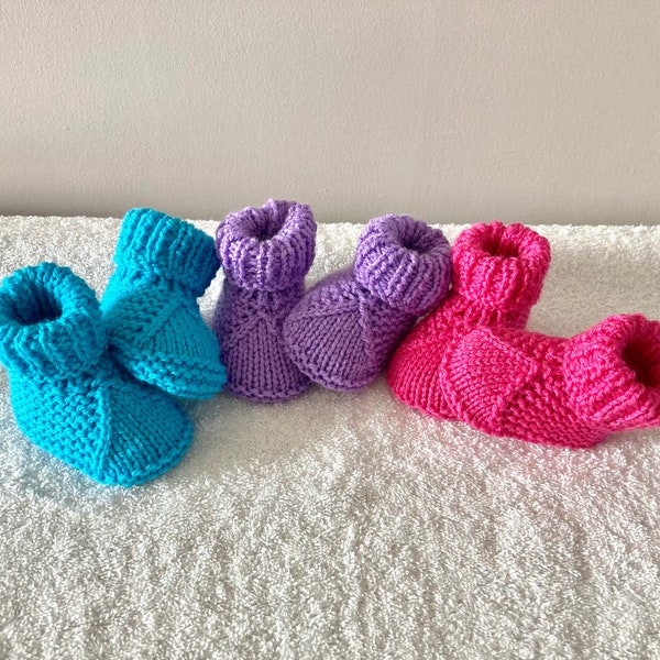 Chaussons pour bébé tricotés main en acrylique de la naissance à 3 mois