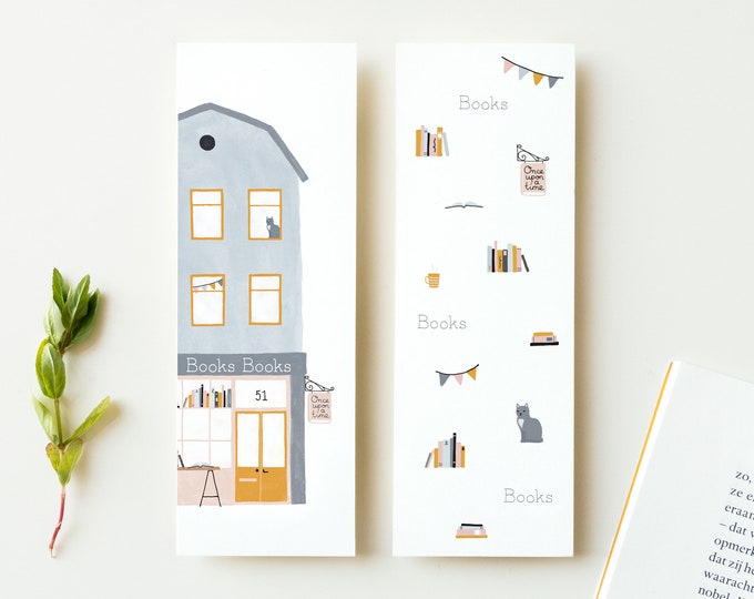 Bookmarks Set Bookstore 2 Illustrated Bookmarks of Eco Friendly Paper