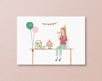 Postcard party - for any festive occasion, funny birthday card, new home card, graduation card, covid party card