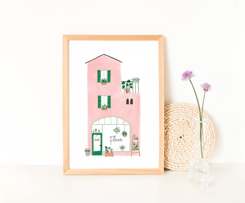 Art Print of Little Shops Houses Illustration Cute Art Etsy