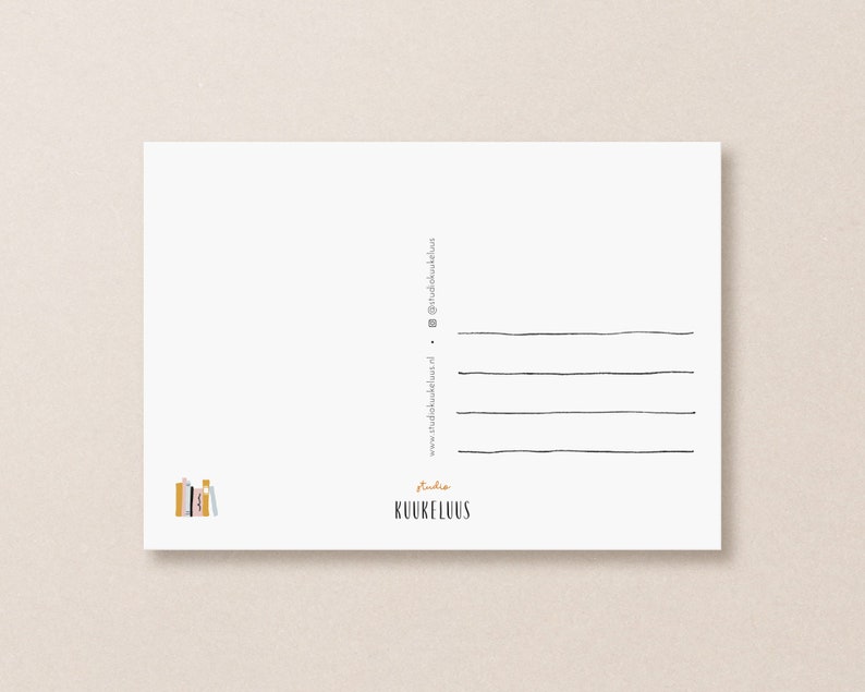 Postcard Bookstore Cute Postcard With Illustration of Little Etsy