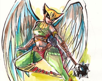 Hawkgirl Watercolor Print