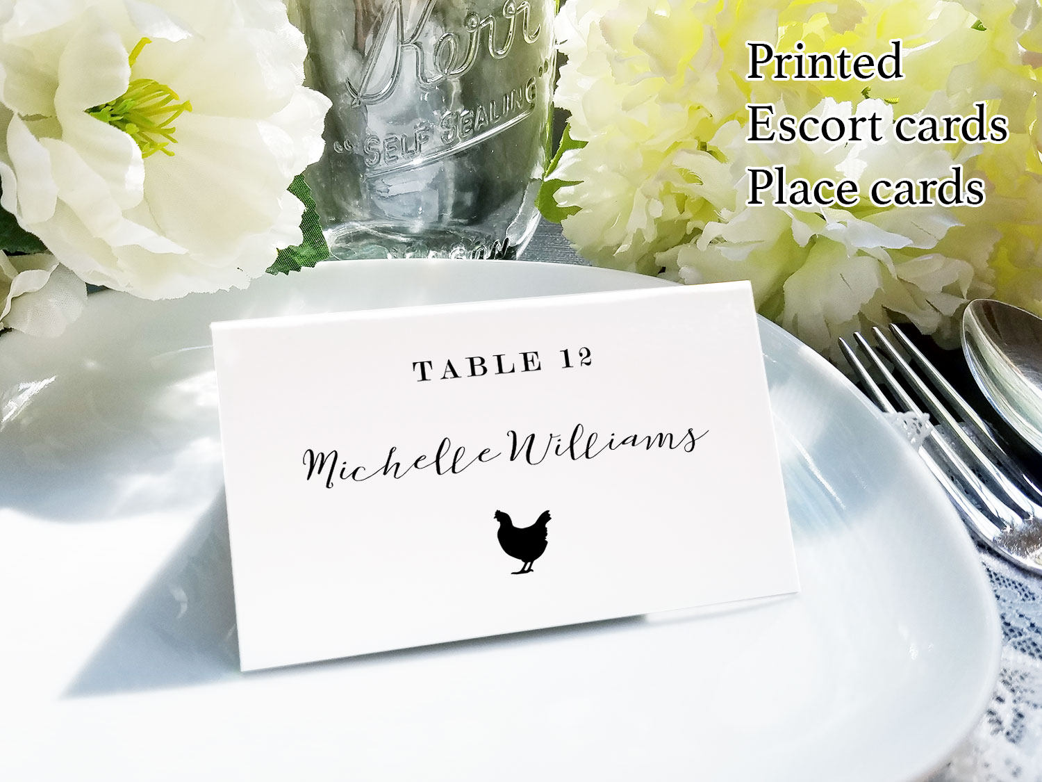 Wedding escort card with food choices custom name and meal Etsy