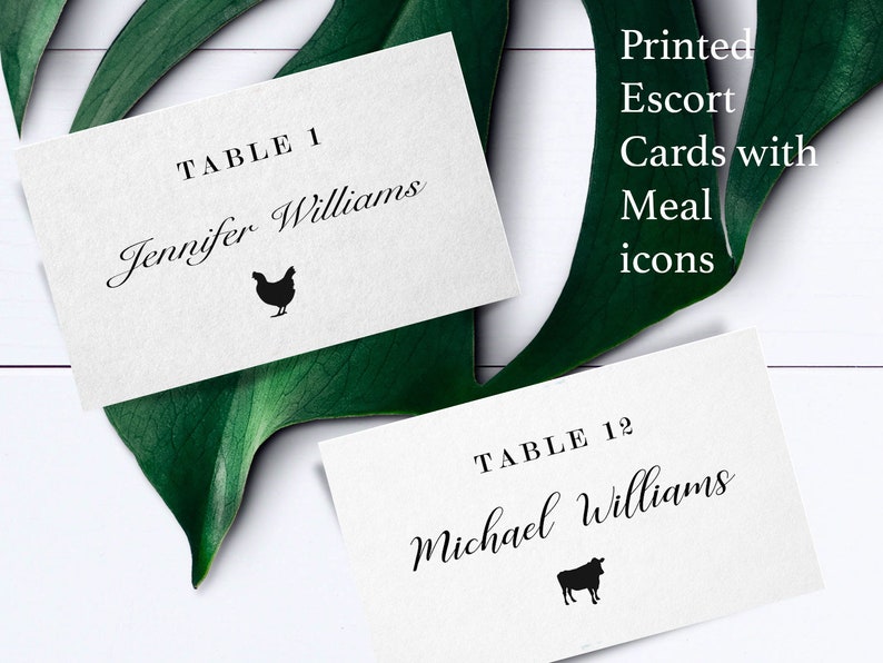 Wedding escort card with food choices custom name and meal Etsy