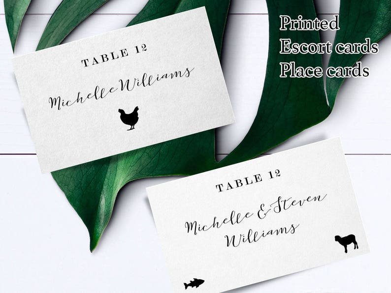 Wedding Meal Choice Tent Cards Escort Card With Food Choices Etsy
