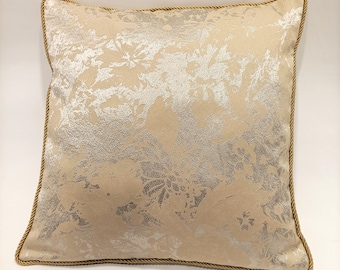 Venetian cushion on Rubelli fabric, Mirage Beige pattern, Handmade in Italy