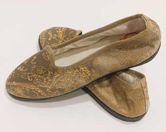 Venetian Women's Slippers on Rubelli fabric,Galerie des Glaces - argento  pattern, Handmade in Italy