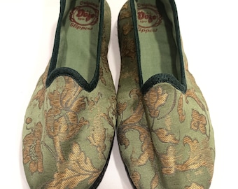 Venetian Women's Slippers on Rubelli fabric,Les indes Galantes Giada pattern, Handmade in Italy
