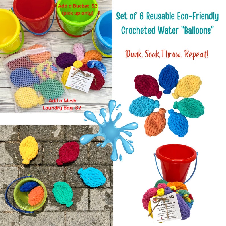 Crochet Water Balloons Summer Toys 6 Reusable Water Etsy